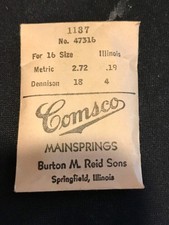 Comsco Mainspring 1137 for Illinois 16s Factory No. 47316 - Steel