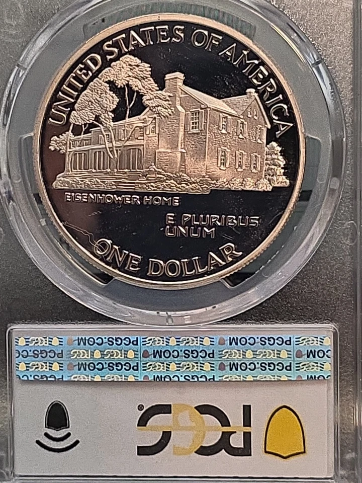 1990 P $1 Eisenhower Silver Commemorative Dollar PCGS PR69DCAM-SEE STORE WW2 MED - Image 4 of 4
