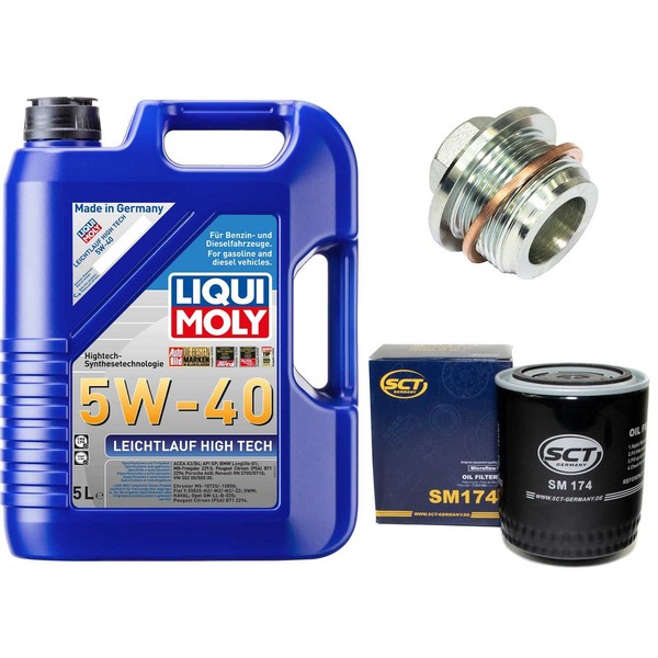 MotoröL Filter Set 5W-40 5 Liter + ÖLablassschraube FüR Audi A6 A8 80 Coupe 2.6-image