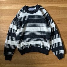 VTG Furnace Creek Black/White Striped Sweater All Acrylic Made In USA Mens Large
