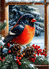 Red Bird Diamond Art Kits Adults 5d Diamond Painting Winter for Beginners Gem Ar