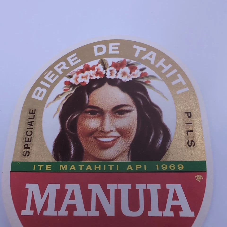 Etiqueta de cerveza de colección Brasserie du Pacifique Biere de Tahiti ITE MATAHITI API 1969 Foto 3 de 4
