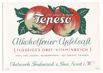 x4683  SOEST i.W. Trudewind & Peus  Tepeso  APFELSAFT Etikett apple juice label