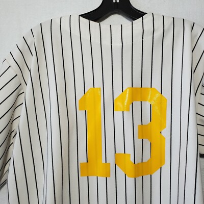 Maillot De Baseball Vintage Teamwork Pour Homme, Blanc Rayé Noir, Taille XL, Idéal Collection Ou Terrain