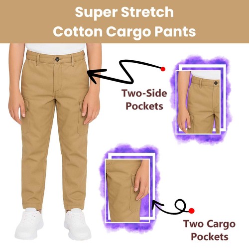Boy's Super Stretch Cotton Cargo Pants (Size 8-18) New Free Shipping - Picture 8 of 17