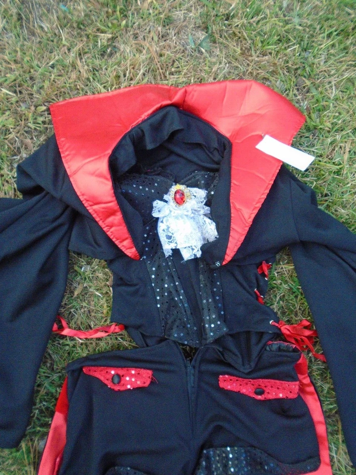 Disfraz Halloween Vampira Franco Cultura Adulto Rojo Y Negro Damas Pequeño Foto 2 de 4