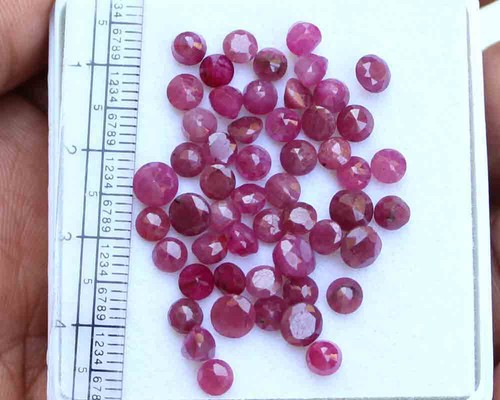 NATURAL RED RUBY 5 MM ROUND FACETED CUT UNHeated LOOSE AAA GRADE 23.70 Ct Stone - Picture 2 of 4