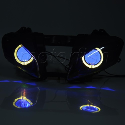 Assembly Projector Amber Angel Blue Devil Eyes Headlight for Yamaha YZF-R6 06-07 - Picture 21 of 22