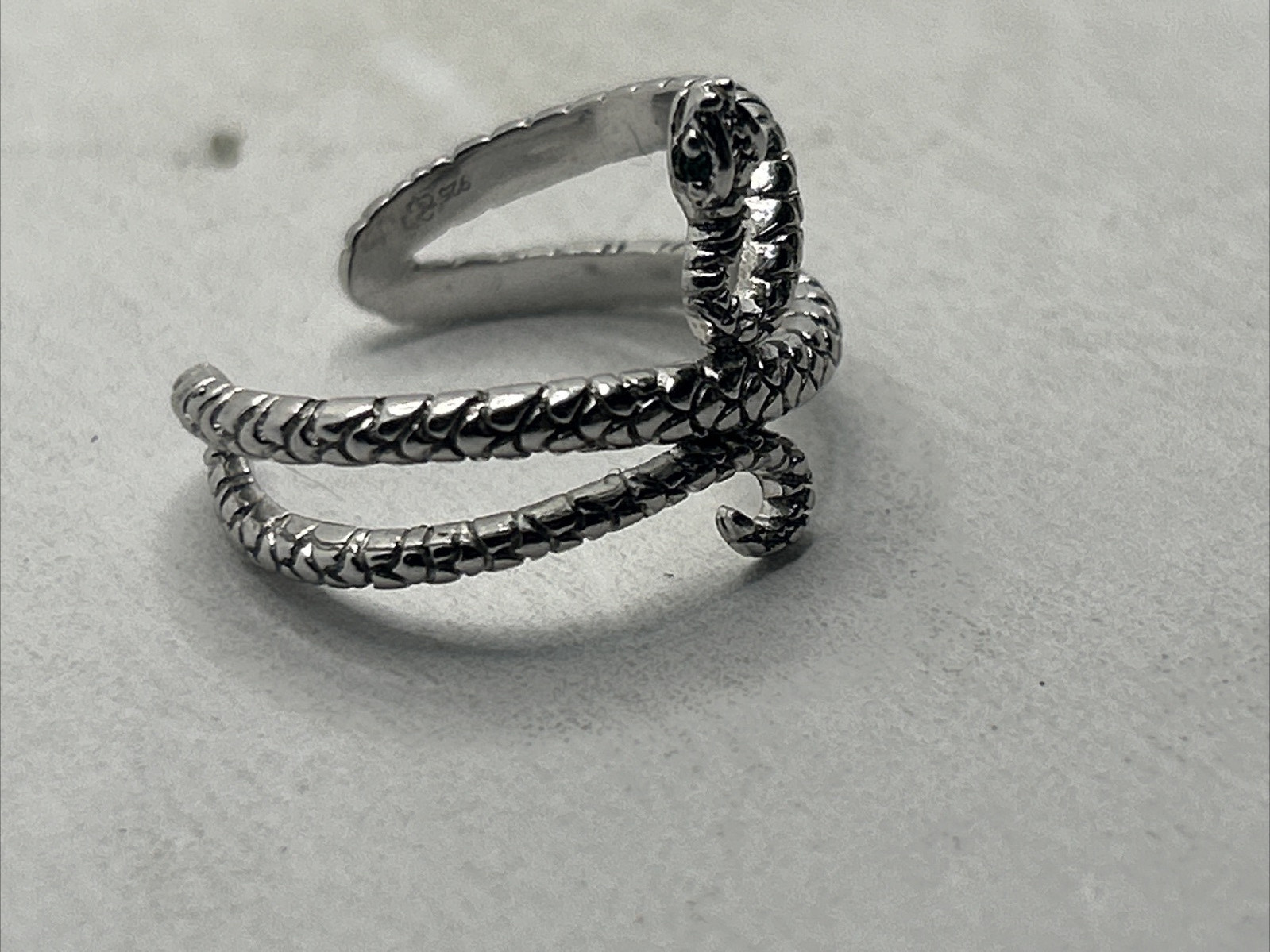 Solid 925 Sterling Silver Snake Adjustable Ring –… - image 3