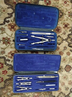 Vintage Leitz & Wescosa Fine Drawing Instruments Drafting Tool Set Germany Made