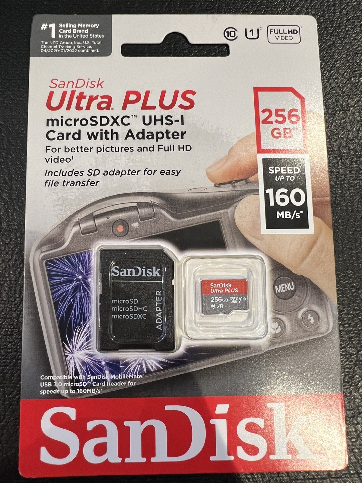 Sandisk Ultra Plus microSDXC UHS-1 Card w/ Adapter - 256 GB - for 