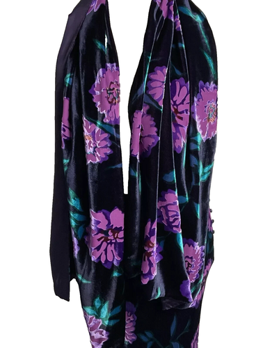 MONSOON vintage maxi skirt & scarf set in silk velvet devore floral print UK 12 - Picture 2 of 19