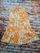 Cat  Jack Girls Tie Dye Orange and White Summer Dress Crossback Size XS 4/5
