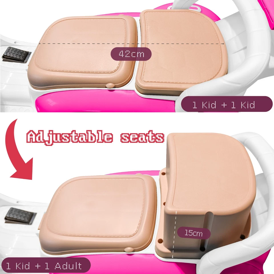 12v Kids Ride On Motorcycle Girl Moped Battery Electric Motorbike with LED Light - Image 4 of 4