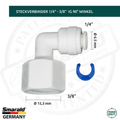 L- Steckverbinder 1/4'' Easy&Quick - 3/8'' IG Fitting f. Wasserfilter Umkehrosmose
