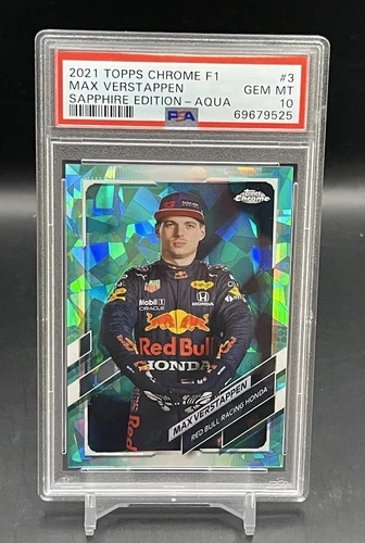 2021 Topps Chrome F1 Sapphire Max Verstappen #3 Aqua - Psa 10 Pop 8