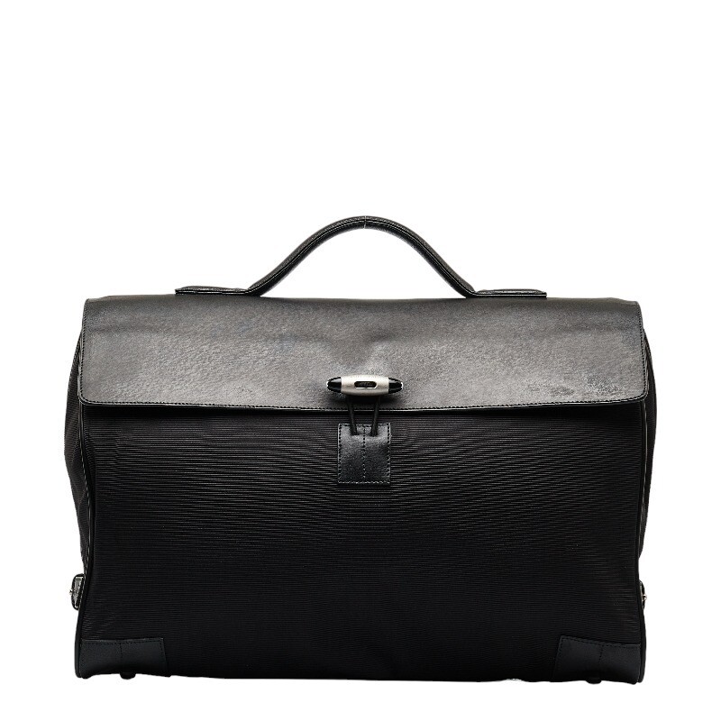 Montblanc Business Bag Briefcase Document Black Nylon Leather Men'S Used Genuine