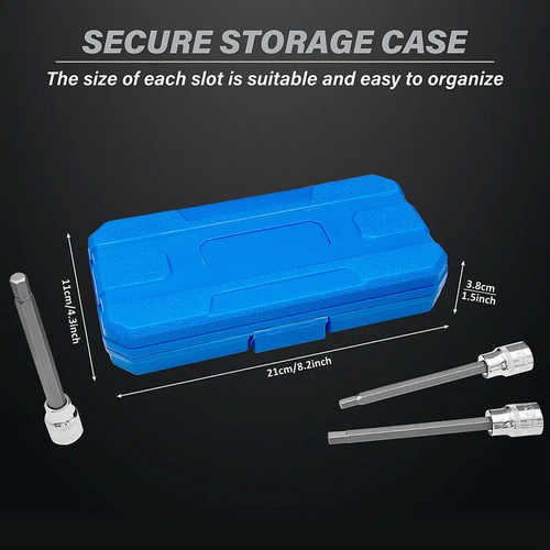 7 Pcs 3/8" H3-H10 Extra-Long Socket Hex Allen Bit Set CR-V S2 Standard Material - Picture 7 of 11