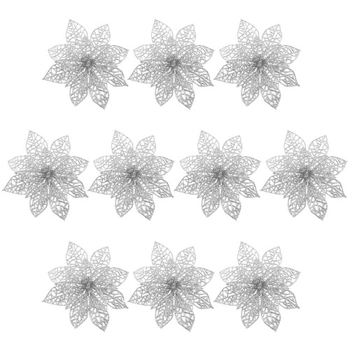 Fleurs De Poinsettia De Paillettes De Noël, 15 Pièces 14 * 14CM Fleur