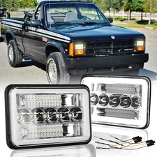 Pair H4652 4X6" LED Headlights Hi/Lo Beam DRL Fit Dodge Dakota 1987-1990 Truck