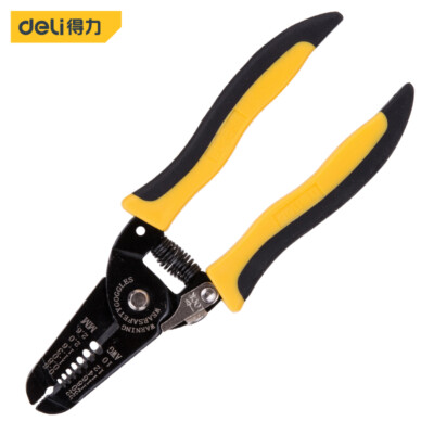 deli Wire Stripper Clamp Pliers Cut Tools Double Handle 7 Hole Peeling Crimping