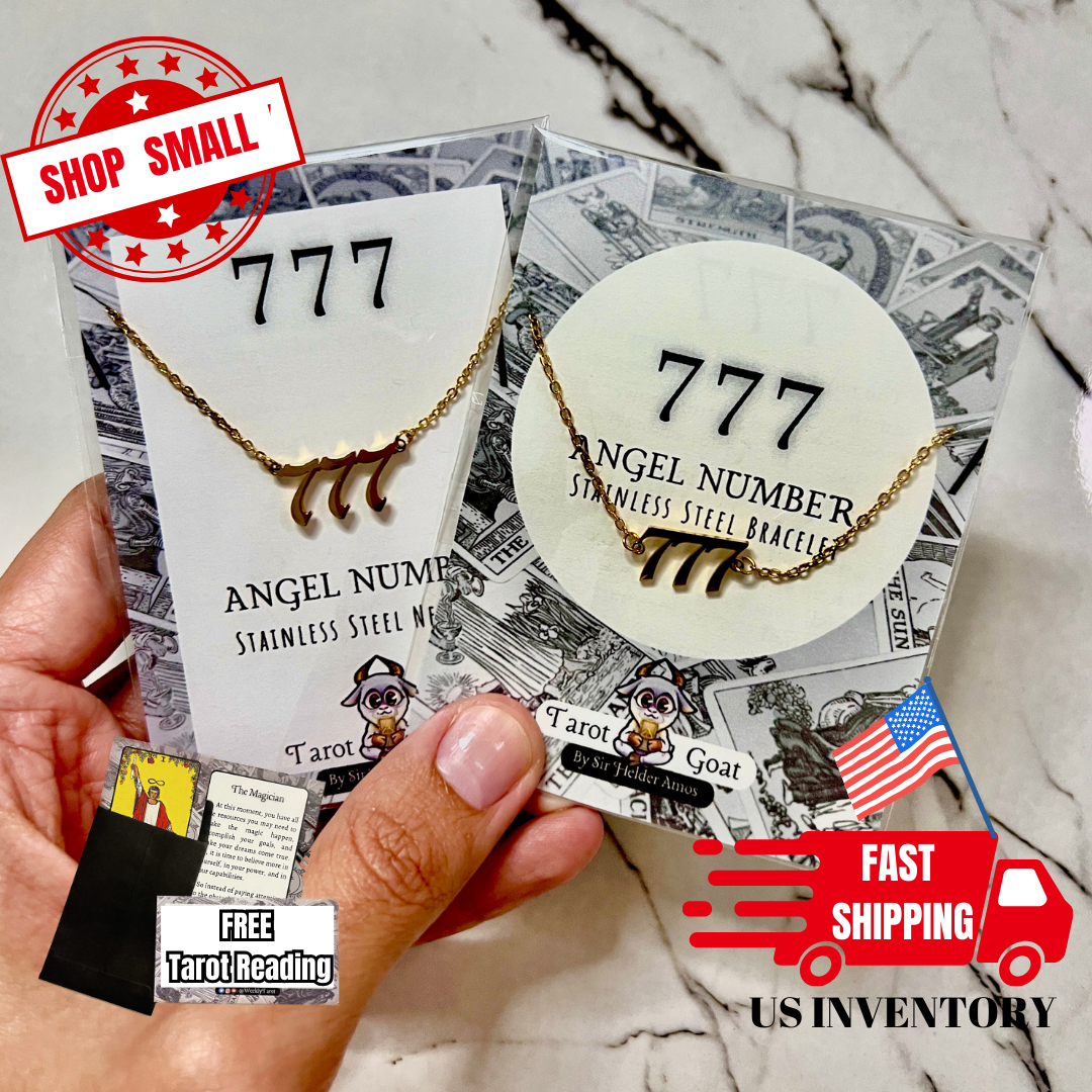 777 Angel Number Stainless Steel Set Bracelet + Necklace for Gift