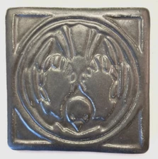 Pewabic Detroit Bird, 6" x 6" tile, dark gray matte finish, stamped 1998