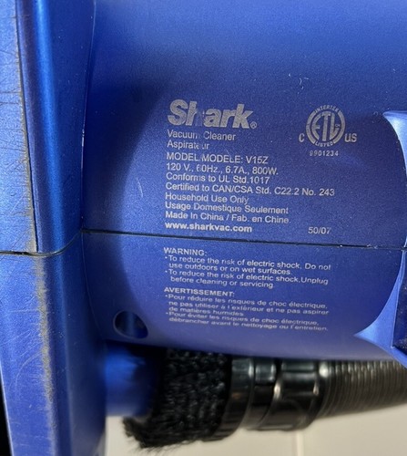 Shark V15Z Bagless Cyclonic Hand Vacuum Cleaner Aspirateur Blue Portable 120V - Picture 5 of 7