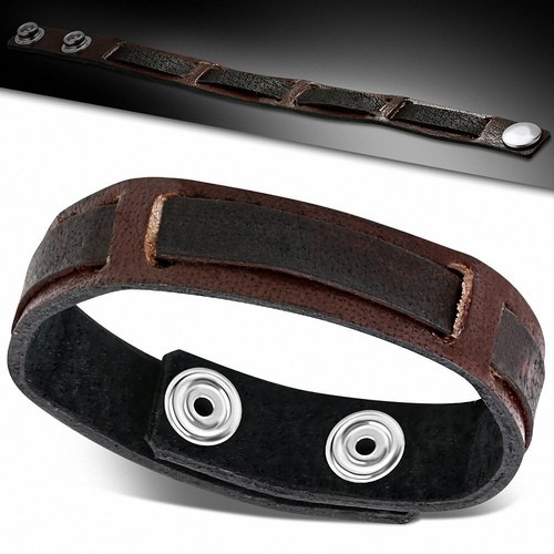 Quiges Bracciale In Vera Pelle Marrone Per Donna Con Sistema A Bottone A Pressione 18 Mm – Personalizzabile