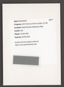 Jordan-Bell-2017-18-Panini-Donruss-Optic-Blue-Prizm-Rookie-RC-Auto-49-WARRIORS