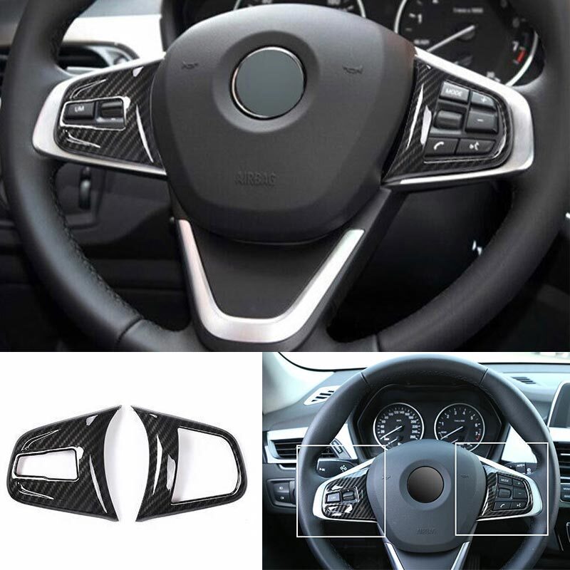 Cover Trim Carbon Fiber 2016-22 For BMW X1 F48 Inner Steering Wheel Button Frame