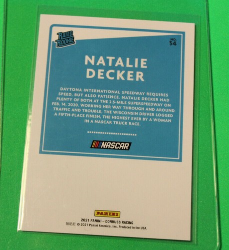 Natalie Decker 2021 RC Donruss Nascar Racing Rated Rookie #34 - Bild 2 von 2