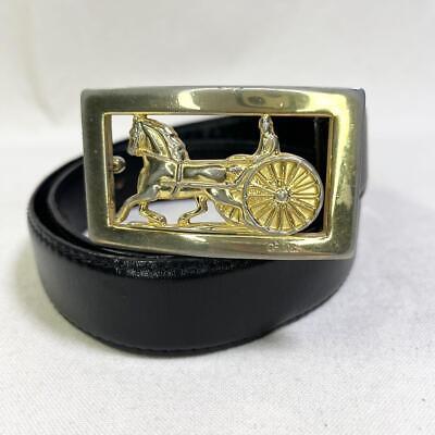 CELINE Carriage Buckle Leather Belt Black Women's From Japan CELINE Carriage Buckle Leather Belt Black Women's From Japan