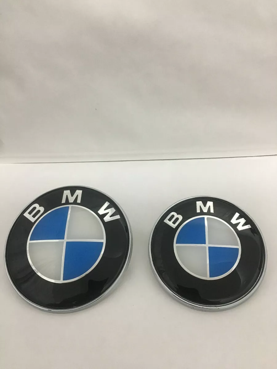 BONNET BOOT BADGE SET FOR E46 E90 82MM 74MM BLUE AND WHITE 1 DAY