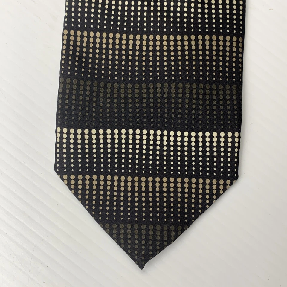 KILBURNE AND FINCH Silk Necktie Mens Sz 3 5/8" x60" Black Taupe Ivory Tie Church Foto 2 de 4