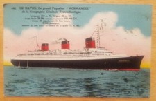 NORMANDIE (French) Starboard view at calm sea - 1938