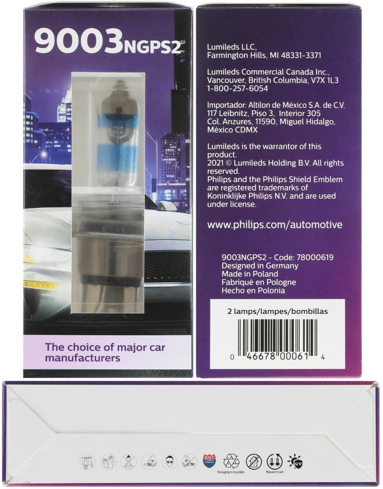 Philips Night Guide Platinum 9003 H4 67/60W Cabezal Luz Alta Luz Baja Repuesto Foto 4 de 4