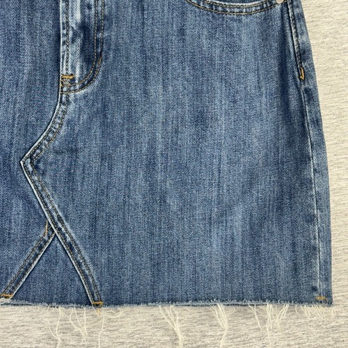 PacSun Denim Mini Skirt Womens Size 27 Medium Wash Frayed Raw Hem Jean - Picture 5 of 16