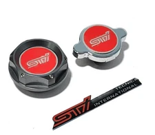 ALUMINUM ENGINE OIL CAP & RADIATOR CAP FOR SUBIE STI TURBO IMPREZA WRX EJ25 AWD
