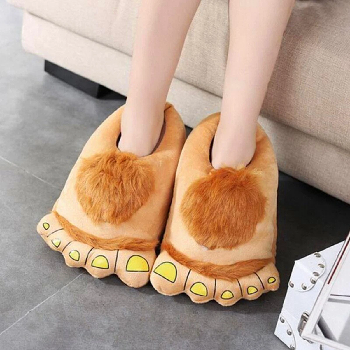 Men Big Feet Fur Slippers Women Hobbit Feet Home | eBay