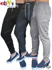 NEW MEN'S PLAIN FLEECE JOGGERS DRAWSTRING SWEAT PANTS BLACK CHARCOAL SWEATPANTS
