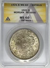 1921 Morgan Silver Dollar Toned ANACS MS 60 Details Residue