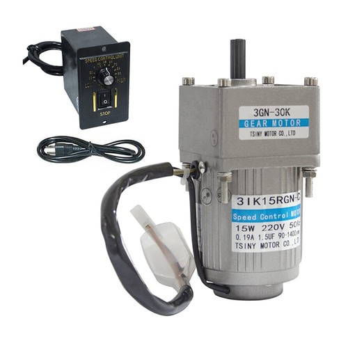 Controlador de velocidad variable motor eléctrico de engranaje de CA 15W 3 GN con caja de engranajes de reducción - Imagen 2 de 12