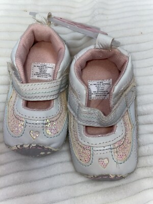 Rising Star Baby Infant Shoes 3-6 Months Size Pink Glitter Heart