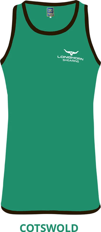 HORNER SHEARING Longhorn Shearing Cotswold Long Tail Singlet Vest Green/Black