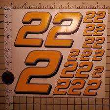 Yellow w/Silver & Black #2's  Racing Numbers Vinyl Decal Sheet 1/10-1/12 slash
