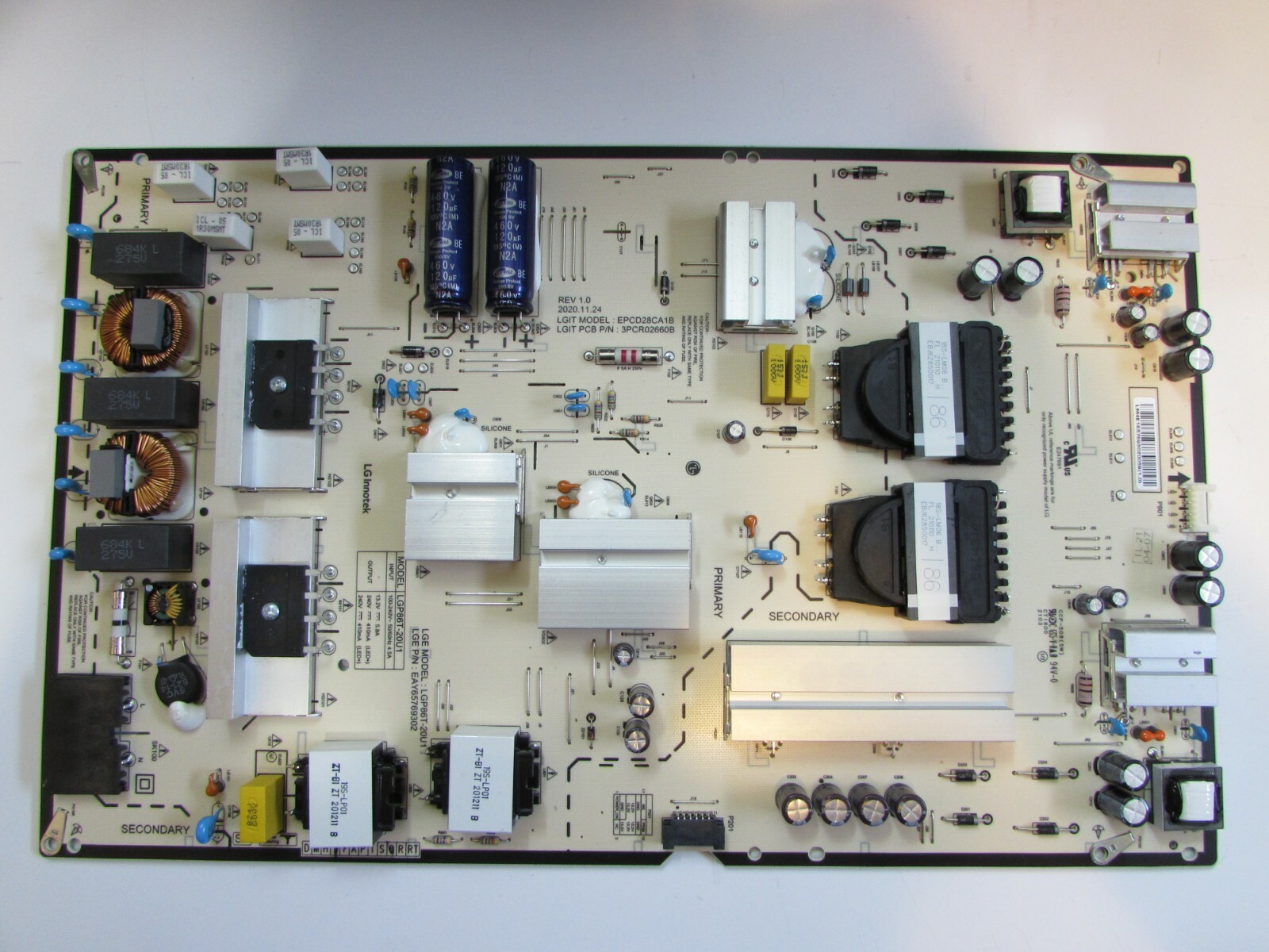 LG 86UN9070AUD BUSWLKR POWER SUPPLY EAY65769302 , EPCD28CA1B 