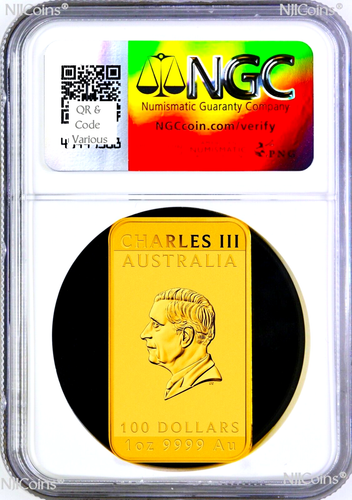 2024 Dragon 1oz .9999 GOLD Rectangular $100 Dollar Bar COIN NGC MS 70 FR Lunar - Picture 2 of 2