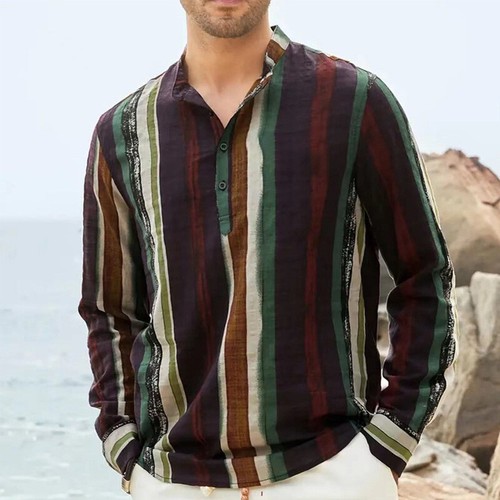 Konako Hawaiian Boat Shirt - Black Long Sleeve Striped Button-Up, Size Large - View #6
