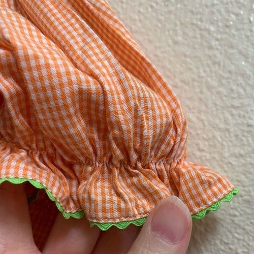 Rags Land gesmokter orangefarbener Strampler mit Gingham-Muster - 12 Monate Blätter Thanksgiving - Bild 8 von 12